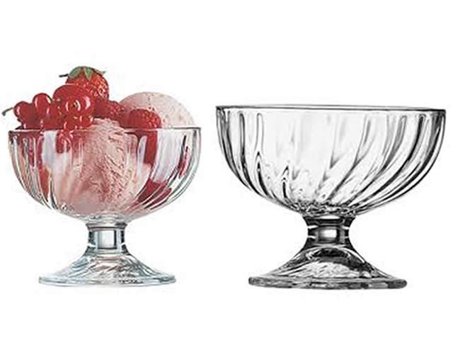 Coppe Gelato Vetro Retr&ograve; - Set Di 4 Bicchieri Altissimi Per Sundae, Dessert E Frapp&egrave; - Stile Diner Americano, Lavabili In Lavastoviglie